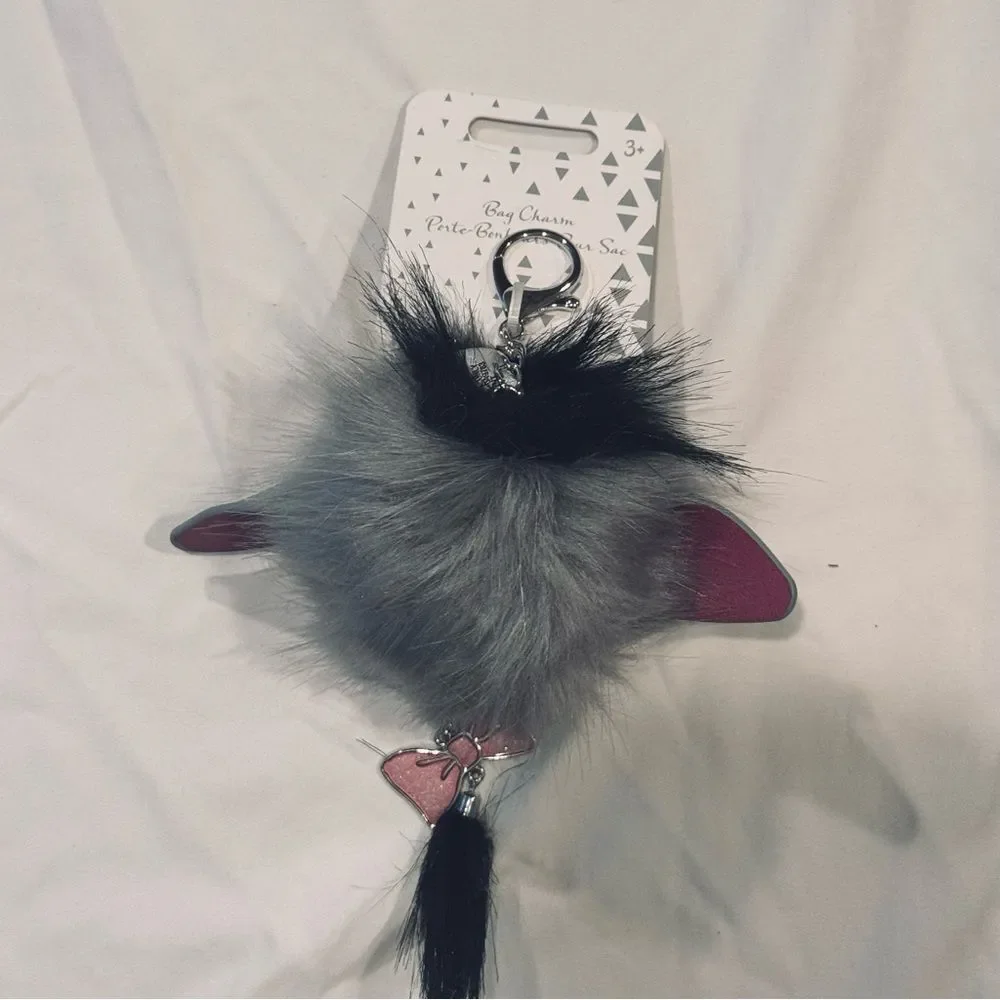 NWT Disney Eeyore Furry Pom Pom Bag Charm Keychain
